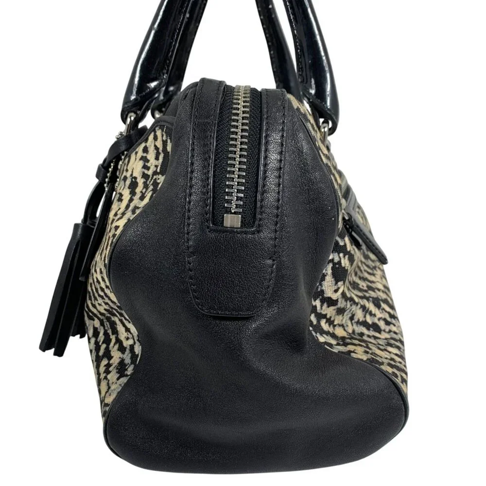 COACH Haley Canvas/Leather Trim Satchel Shoulder Bag + Hang Tag, Tassels 25814